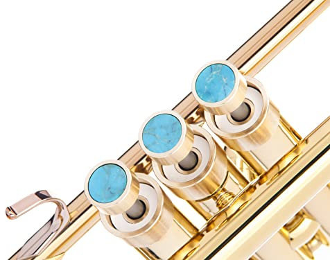 Heavy Trompete Custom Finger Buttons für alle Yamha (All YTR), Stomvi, Shagerl, Carol Brass und Fides Trompeten, Yamaha Flügelhorn 631/731, Yamaha Kornett Modelle (Rohmessing, Türkis)