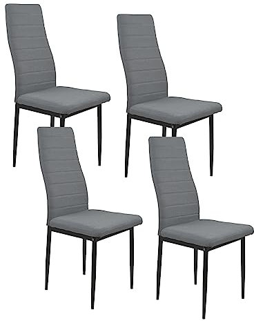 HTI-Living Stuhl Memphis Webstoff Grau Esszimmerstuhl Metallgestell Vierfuß 4-teilig