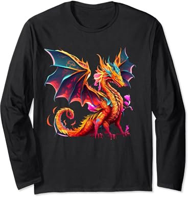 Cool Dragon Design For Men Women Kids Mythical Dragon Lover Long Sleeve T-Shirt