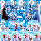 79 Stück Froze Geburtstagsdeko 5 Jahre, Froze Partygeschirr Set, Els Geburtstagsparty Deko, Froze Partydekorationen Mädchen, Teller, Tischdecken, Pull Flag, Party Geschirrset für 10 Personen