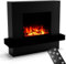 GLOW FIRE Elektrokamin mit Heizung und Kaminfeuer (Standkamin Pandora) - elektrischer Kamin mit LED-Feuer in 3 Farben, Heizlüfter, Holz-Deko & Fernbedienung, 114x97x32 cm, Schwarz