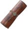 FEMONGY Federmäppchen Leder, Multifunktionales Federmäppchen, Retro-Rolle für Stift Bleistift Pinsel Kosmetikaufbewahrung, Dunkelbraun (20,5 * 31cm)