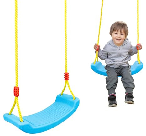 KalaDuck Siège Balançoire Enfant, Accessoires Corde de Balançoire Ajustable pour Enfants Lourd, Ensemble de Balançoire Extérieur Jardin, Assise Balançoire Bébé Intérieur pour Garçons Filles (Bleu)