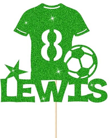 Football Cake Topper Personalised Birthday Cake Decorations Football Gifts for Kids Boys Men Husband Daddy Grandpa Football Lovers Cake Toppers (Green)