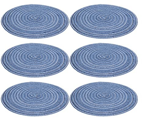 Braid Heat Insulation Nonslip Stable Durable, Kitchen Table Mats, Made From Premium China Grass, Suitable for Handcrafted Present, Table Decoration (Blue)