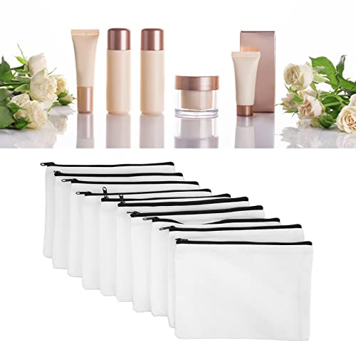 Niiyen 10 Stück Canvas-Tasche, Leinen-Reißverschlussbeutel, DIY-Make-up-Taschen glatter Reißverschluss, Basteltasche, Kosmetiktasche für Schreibwaren, Handwerk(19,8 x 14,5 cm)
