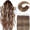 VINBAO Tape Extensions Echthaar Balayage Dunkelbraun und Karamellblond 20 Stück 50g 55cm Haarverlängerung Echthaar Tapes Nahtlose gerade Skin Weft Tape in 22 Zoll #4/27/4