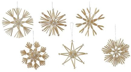 Holyart Strohsterne, 12-teiliges Set, Weihnachtsbaumschmuck, 11 cm, Natur, Sortiert