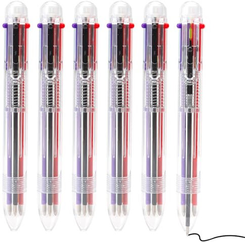 6 Stück Mehrfarbiger Kugelschreiber 6 in 1 Versenkbare Kugelschreiber Mehrfarbiger Stifte 6 Farben Stifte Multicolor Pen für Büro Schulbedarf Studenten Kinder Krankenschwestern Geschenk 0,5mm mit leer