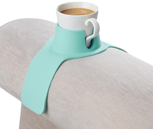 HIT PRODUCTS CouchCoaster Getränkehalter mit Armlehne, weiches Blaugrün – ein beschwerter, rutschfester Silikon-Untersetzer verhindert Verschütten auf Ihrem Sofa, Sessel oder Liegestuhl und hält