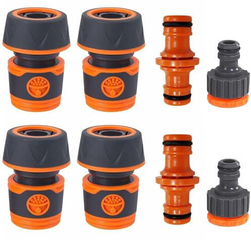 Raheem 8 Stück 3/4'' Gardena Schlauch Kupplungs Satz 4 Schlauchverbinder + 2 Schlauchhahnanschlüsse + 2 Doppelstecker Gartenschlauch für Wasserhahn,Gartenschlauch,Gartenbewässerung, Autowäsche