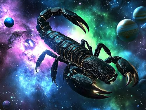 Diamond Painting Traum, Skorpion Diamond Painting Kinder DIY Bastelset Erwachsene Runder Crystal Art Kreuzstich Stickerei Basteln für Zuhause Wanddekorationen, Geschenke für Frauen 30x40cm, Model593