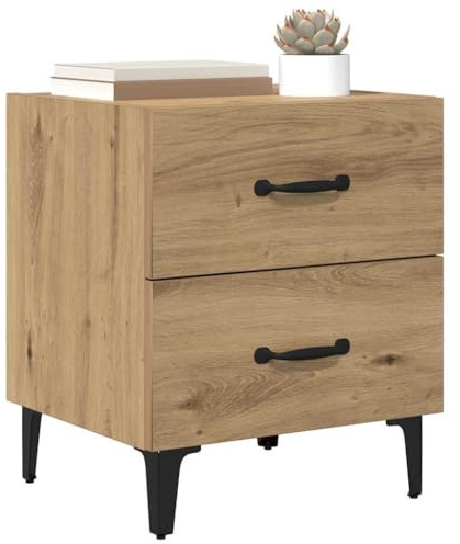 vidaXL Bed Cabinet 2 pcs Artisan Oak 40 x 35 x 47.5 cm Engineered Wood, Rustic Nightstand, Small Table With Drawer, Compact Bedroom Storage, Practical Bedside With Open Shelf, Corner Night