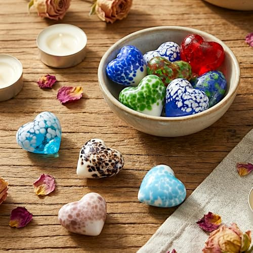 MIJOMA Glasherzen 10er Set – Dekorative Herzsteine aus Echtglas ca. 3 cm – Handgefertigt & bunt Sortiert – Tischdeko Geschenk Idee für Zuhause DIY Hochzeit Valentinstag