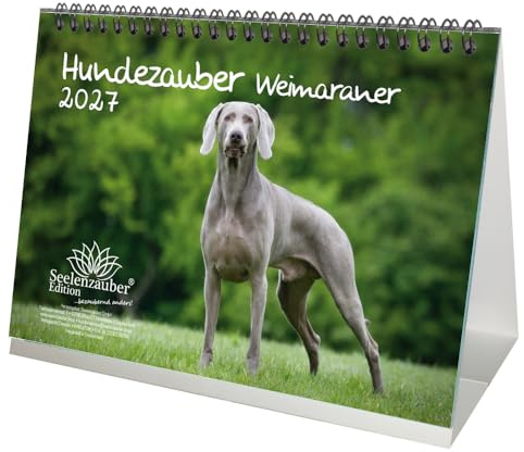 Hundezauber Weimaraner DIN A5 Tischkalender für 2027 Welpen und Hunde - Seelenzauber