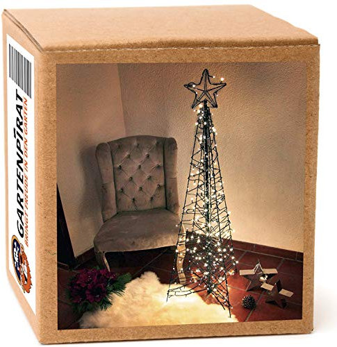 Gartenpirat Moderner Weihnachtsbaum 150 cm Pyramide aus Metall/Lichterketten 264 LED