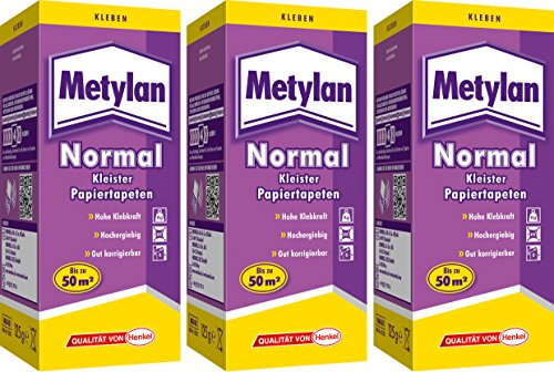 Metylan 125-3 MK40 Normal Tapetenkleister für Papier-Tapeten, Farblos, 3X 125g