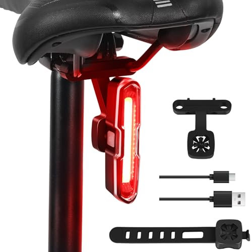 Luz Trasera Bicicleta Potente Led 110 Lumen - 5 Modos Rojo/Azul, Impermeable IP64, Recargable USB C, Soportes de Liberación Rápida para Sillín & Tija de sillín, DONPEREGRINO B2 Luz Trasera Bici