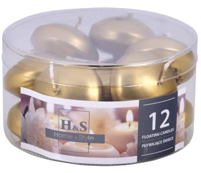 DONAU Home Juego de velas flotantes/doradas, 12 unidades, 2,8 x 4,8 cm de diámetro, 4 horas de combustión, velas flotantes, velas flotantes, velas de té cálidas, para cena, boda, piscina