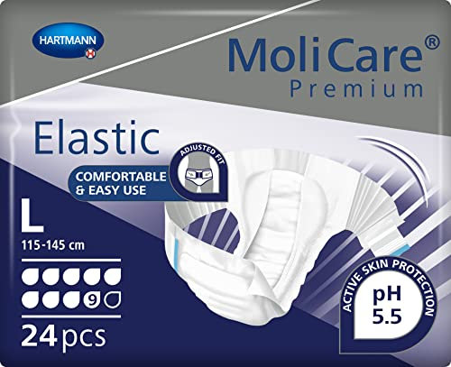 MoliCare Premium Elastic Unisex Einweg-Slip: diskrete Anwendung für Frauen und Männer mit Inkontinenz; 9 Tropfen, Größe L, 24 Stück