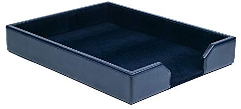 Dacasso Letter Tray, Bonded Leather, Navy Blue, 14 x 11 x 2