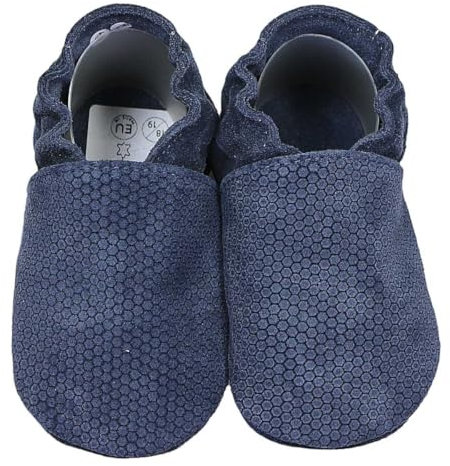 HOBEA-Germany Krabbelschuhe für Jungs und Mädchen in verschiedenen Designs (26/27 EU, blau geprägt)
