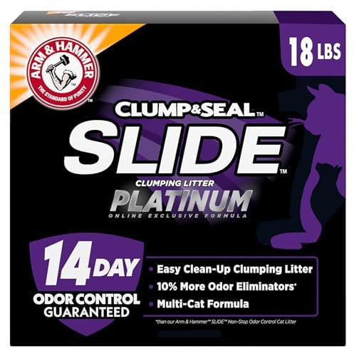 Arm Hammer SLIDE Platinum Multi-Cat Easy Clean-Up Clumping Cat Litter, 14 Days of Odor Control 18 lb