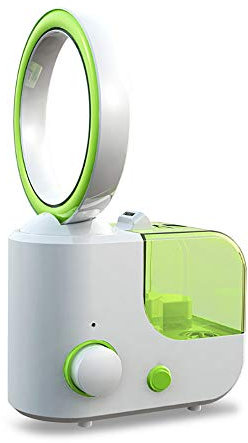 Handheld USB Mini Humidifier Leafless Fan with Cooling Mist Humidifier for Home Office and Travel - Green