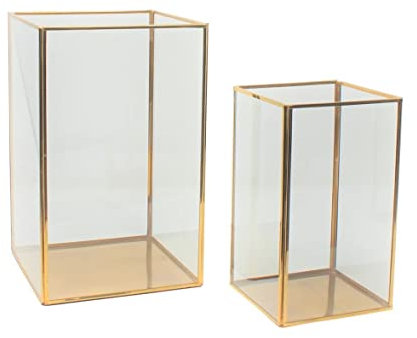 LaLe Living Laterne BATU 2er Set aus Eisen in Vintage Gold, Windlicht für Stumpenkerzen und Teelichter