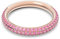Swarovski Stone Anello, con Brillante Pavé di Cristallo Swarovksi Rosa su Tre File, Placcato in Tonalità Oro Rosa, Taglia 52, Rosa