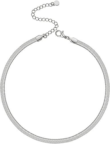 LIHELEI Collier Femme Chaîne Serpent, Collier Ras Du Cou En Argent Sterling 925 Pour Femme Fille Bijoux Avec Boîte Cadeau - Argent/4mm