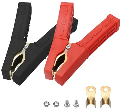 EEEKit Car Battery Alligator Clips Set, 2PCS 500A Heavy Duty Pure Copper Crocodile Clamp for Jumper Cables Boost for Vehicle Accessory