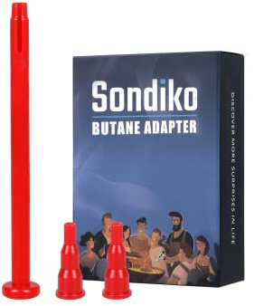 Sondiko Butan-Düse – Butan-Feuerzeug-Nachfülladapter, Freigabe und Nachfüllgasadapter, Gas-Nachfülladapter für kurze Düsen-Butan-Tank, Butan-Taschenlampe, Butan-Feuerzeug (rot)