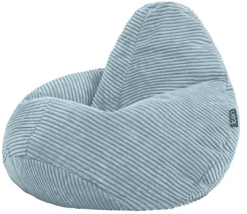 Icon Dalton Sitzsack Kinder, Hellblau, Flauschiger Cord Stoff, Sitzsack Cord mit Füllung, Bequemer Kinder Gaming Sessel, Kuschelsessel, Lese Sessel, Schlafzimmer, Kinderzimmer, Spielzimmer