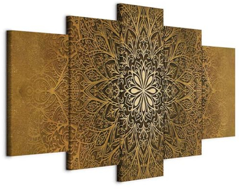 B&D XXL - Leinwandbild Mandala Ornament, 150x75 cm, 5-teilig, Schlafzimmer | Hochwertige Leinwand, sofort aufhängbar, ideal fürs Wohn- oder Schlafzimmer, wasserfest und lichtecht, langlebig, stilvoll