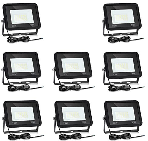 Izrielar 10er 20W LED Strahler Außen Innen Scheinwerfer, Superhell LED Scheinwerfer 1700LM, 3000K Warmweiß LED Fluter, IP66 Flutlicht Außenstrahler für Garten Garage Sportplatz Hof [Energieklasse A++]