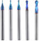 JIULI TOOL Hartmetall-Schaftfräser-Set, Kugel-Nasen-Schaftfräser für Stahl, 2 Rillen, Fräser, Nano-Beschichtung, HRC 65, R0,1–2,0 mm, 5 Stück