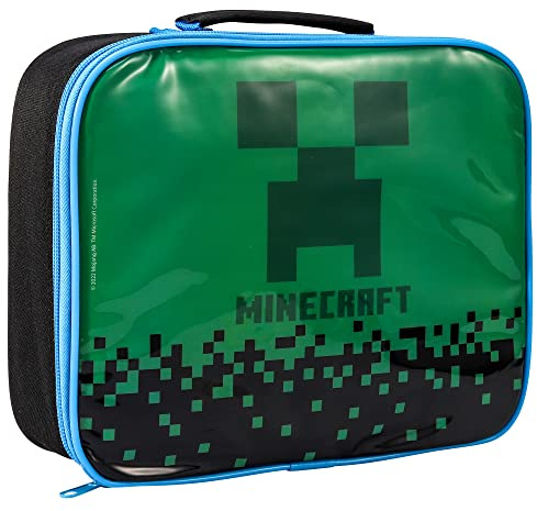 Minecraft Kids Insulated Lunch Bag with Carry Handle - BPA Free | Waterproof Toddler Packed Lunch Box Bag, Perfect Size for Packing Hot or Cold Snacks School & Travel | Back to School Gifts