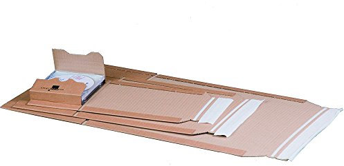 karton-billiger | Universalverpackung Buchverpackung Wickelverpackung Buch Verpackung selbstklebend Aufreißfaden Wellpappe braun | 11 versch. Größen (A4-300 x 220 x 80mm, 75)