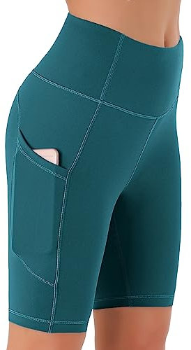 Persit Kurze Sporthose Damen, High Waist Radlerhose Sport Shorts Sommer Cycling Bike Leggins Türkis L