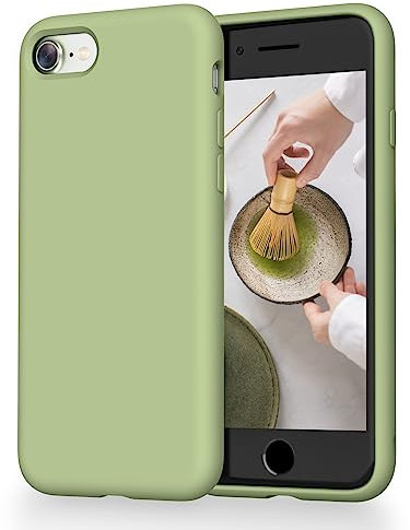OitiYaa Liquid Silicone Case Compatible with iPhone SE 3/2 (2022/2020), iPhone 8/7 Case, 4.7 Inch, Soft Ultra Slim Protective Shockproof Phone Case with Anti-Scratch Microfiber Lining,Matcha Green