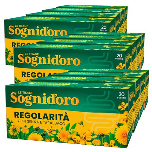 Sognid'oro Tisana Regolarità con Senna e Tarassaco per Favorire L'Equilibrio della Flora Intestinale - 12 Confezioni da 20 Filtri