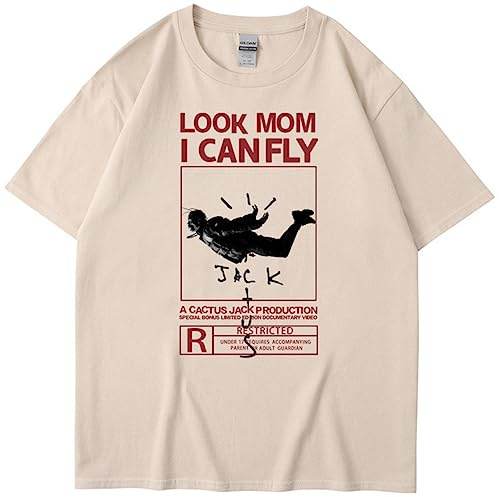 Silver Basic Travis×Ky Jack Astroworld Hiphop Summer Tee Mens Sportive Casual Traspiranti Look Mom I Can Fly Maglietta a Maniche Corte Unisex