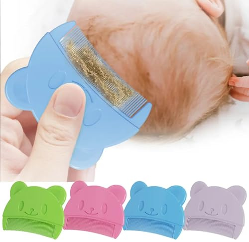 4 Stück Baby kamm für milchschorf, Neugeborene Haarkamm, Baby Haarbürste mit weichen Zähnchen, kamm gegen milchschorf baby kind, Farben sortiert (Rosa, Blau, Grün, Lila)