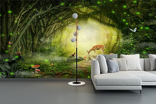 FLFK Papier peint 3D amovible motif forêt brumeuse pour salon, chambre à coucher, 200 x 100 cm (non autocollant)