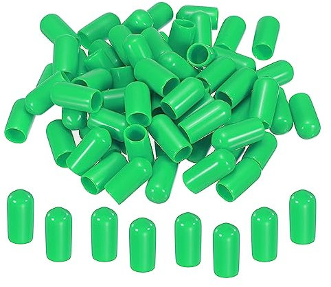 sourcing map 100 Stück Gummi Endkappen 6 mm PVC Vinyl Kunststoff Schutzkappen Abdeckung für Schrauben Bolzen Gewinde Metallstäbe Elektrokabeln Drahtseile Bowdenzug Rund Rohr Zaunpfosten, Grün