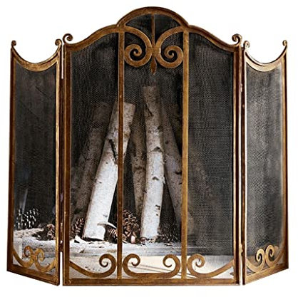 Funkenschutzgitter Kamin-Bildschirm, Metall, alte Trennwand, Zaun, Wohnzimmer, Zuhause, Kamin, Dekoration, Leitplanke, Spark-Schutzabdeckung, dreifach gefaltetes Gürtelnetz Feuerschirm