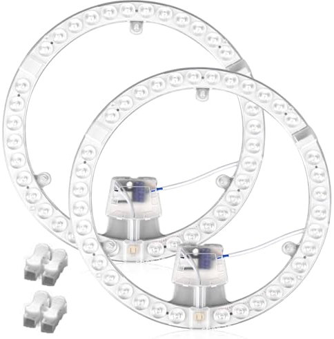 Vaileal 2 Pack LED Modul Umrüstsatz: 36W LED Modul für Deckenleuchten, Umrüstplatine mit Haltemagneten, Retrofit Platine für Deckenleuchte, Ringmodul Ringlampe Ø 23 cm, Weiß 6000K