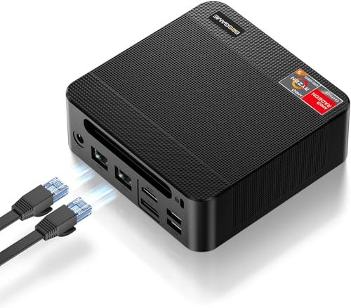 BOSGAME Gaming Mini PC AMD Ryzen 7 5700U, Micro PC 32GB DDR4 RAM 1TB SSD, Mini Desktop Computer Dual LAN 2.5GbE/4K Triple Display/WiFi6E/BT5.2 for Home/Office/Gamer