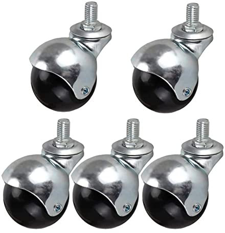 Bürorollen 2-Zoll-Kugelrollen mit Bremsen, Nylon-Möbelrolle, 1,5-Zoll-Lenkrolle, 120 kg Tragfähigkeit, M8/M10-Schraube